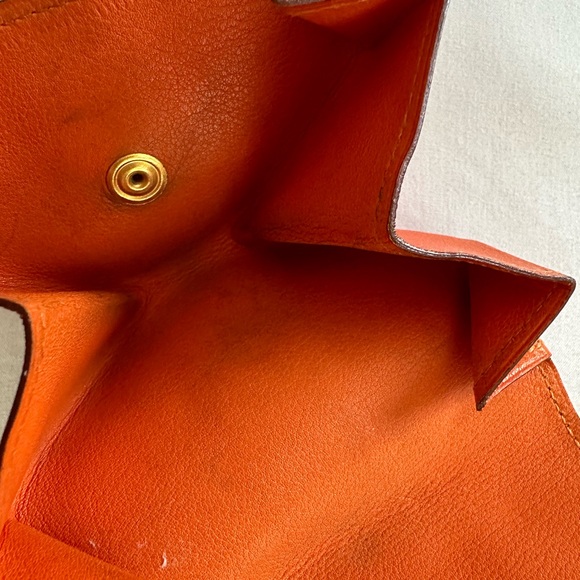 Authentic HERMES Luvan Cattle Veau Barenia Leather Wallet Coin Purse Orange 👛 - Picture 10 of 12